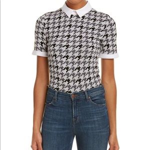 Alice+Olivia Tara Wool Blend Houndstooth Sweater